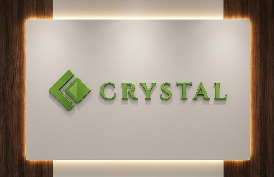 Crystal Institute Office Entrance Glass Logo Signboard